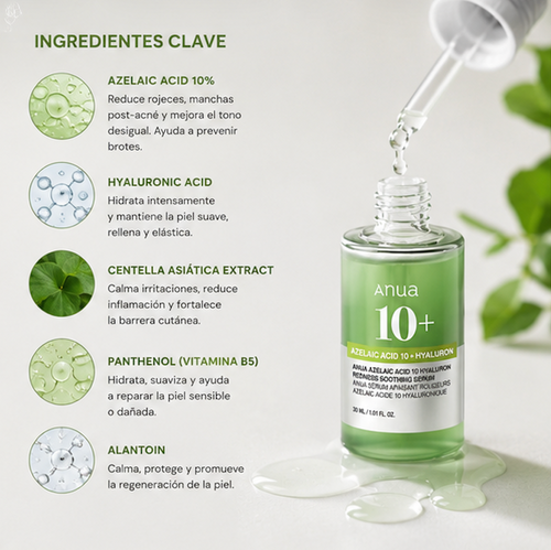 Anua - Sérum Facial Calmante Azelaic Acid 10 Hyaluron Redness Soothing Serum [30ml]