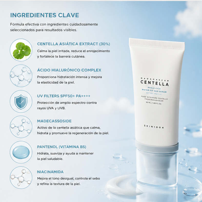 SKIN1004 - Protector Solar Madagascar Centella Hyalu-Cica Water-Fit Sun Serum 50ml