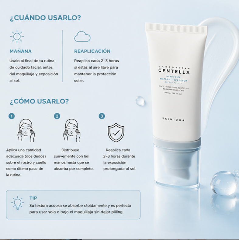 SKIN1004 - Protector Solar Madagascar Centella Hyalu-Cica Water-Fit Sun Serum 50ml