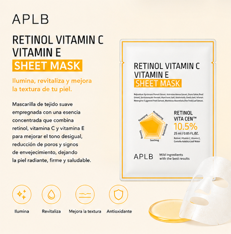 APLB - Mascarilla Facial Retinol Vitamin C Vitamin E Sheet Mask [25ml]