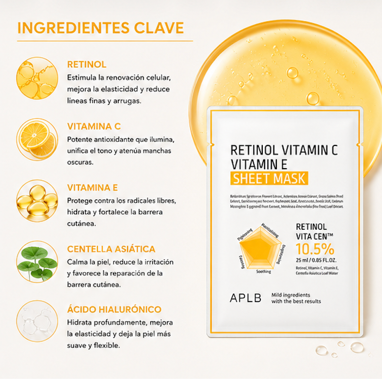 APLB - Mascarilla Facial Retinol Vitamin C Vitamin E Sheet Mask [25ml]
