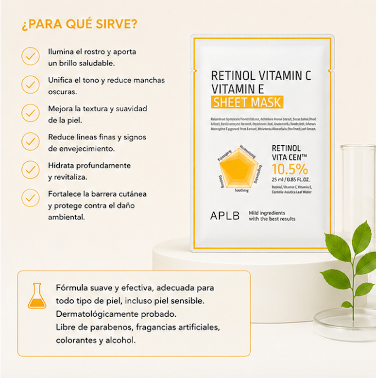 APLB - Mascarilla Facial Retinol Vitamin C Vitamin E Sheet Mask [25ml]