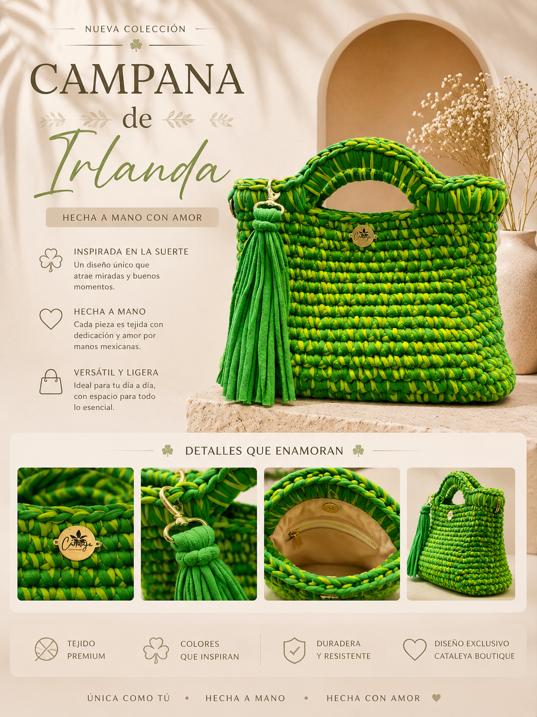 Bolsa a crochet Campana de Irlanda